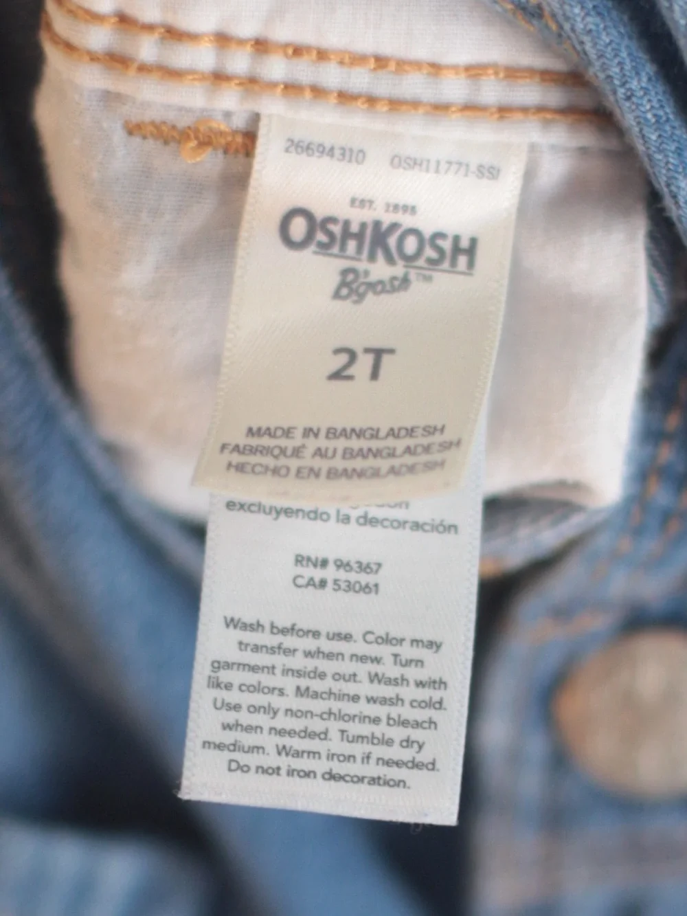 OshKosh B'gosh Medium Blue Denim Short Overalls with Lace Hem 2T
